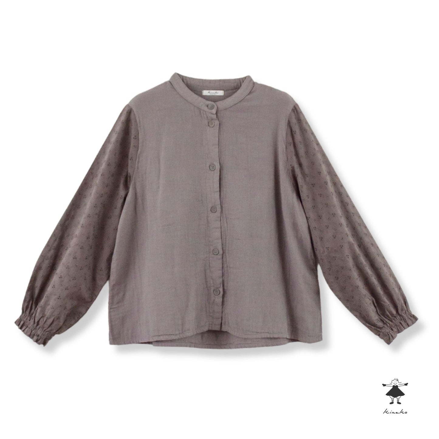 ダブルガーゼ袖レースブラウス