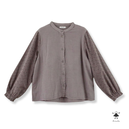 ダブルガーゼ袖レースブラウス