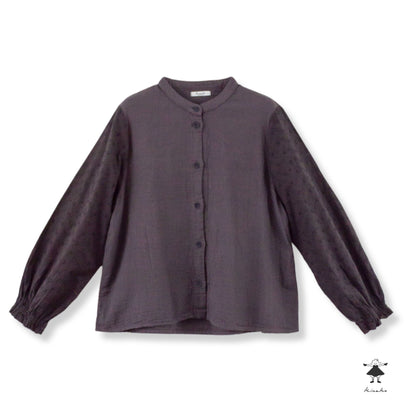 ダブルガーゼ袖レースブラウス