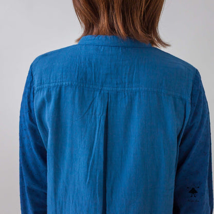 ダブルガーゼ袖レースブラウス