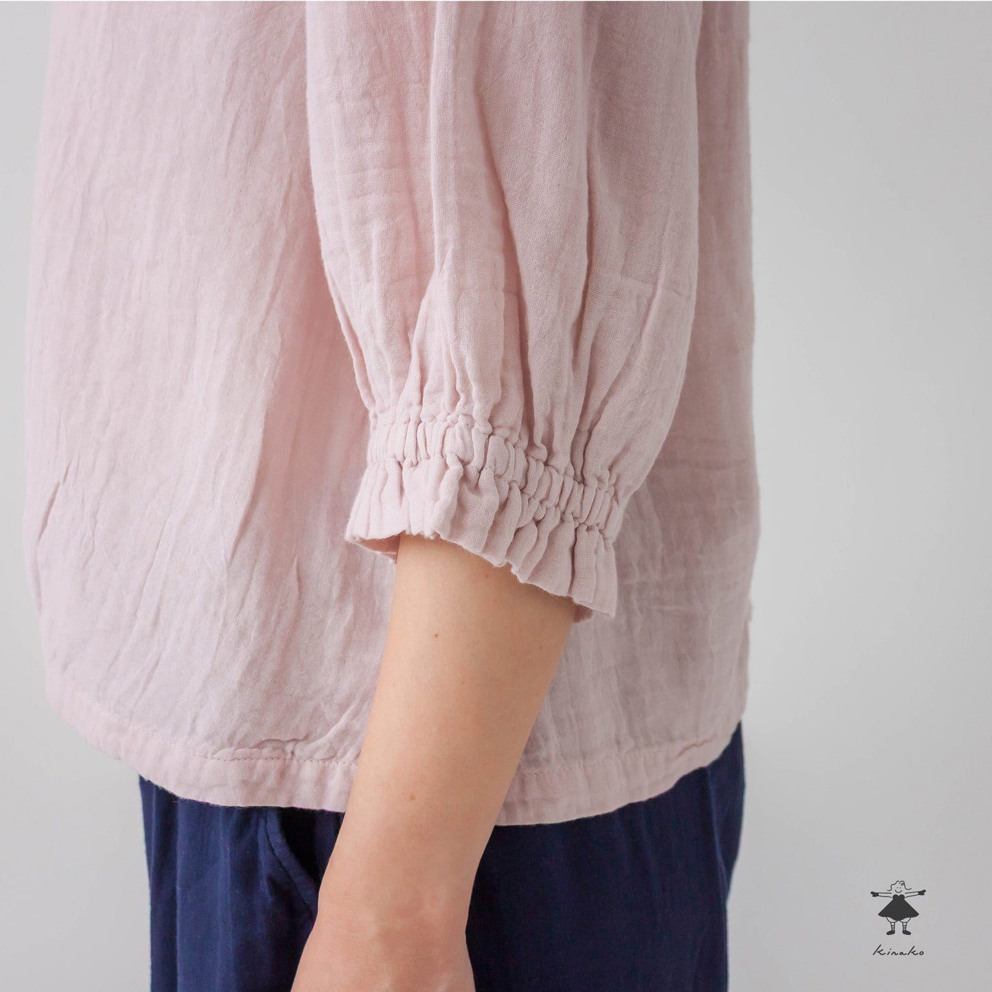 ダブルガーゼ 袖ピンタック プルオーバー