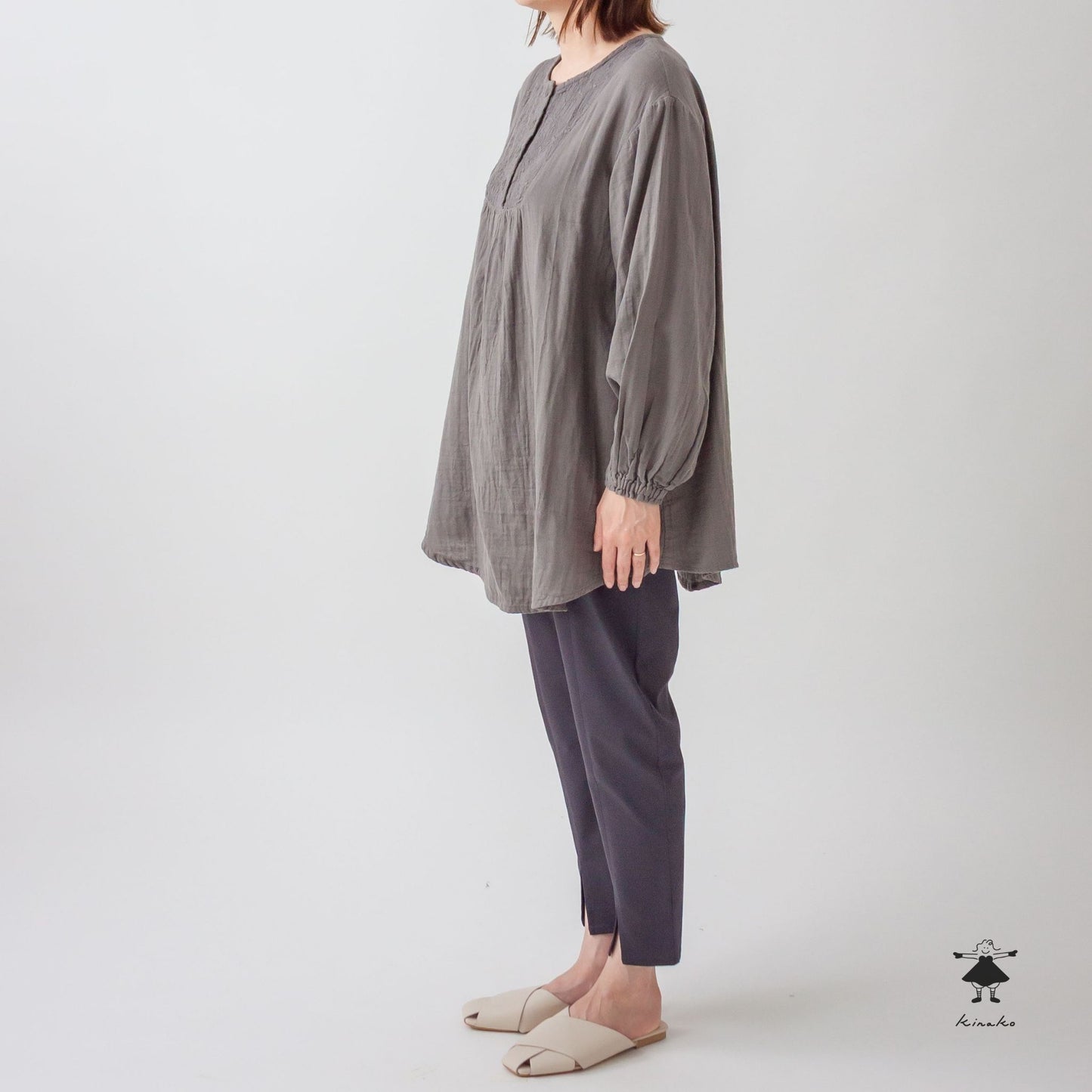 ダブルガーゼ胸切替チュニック