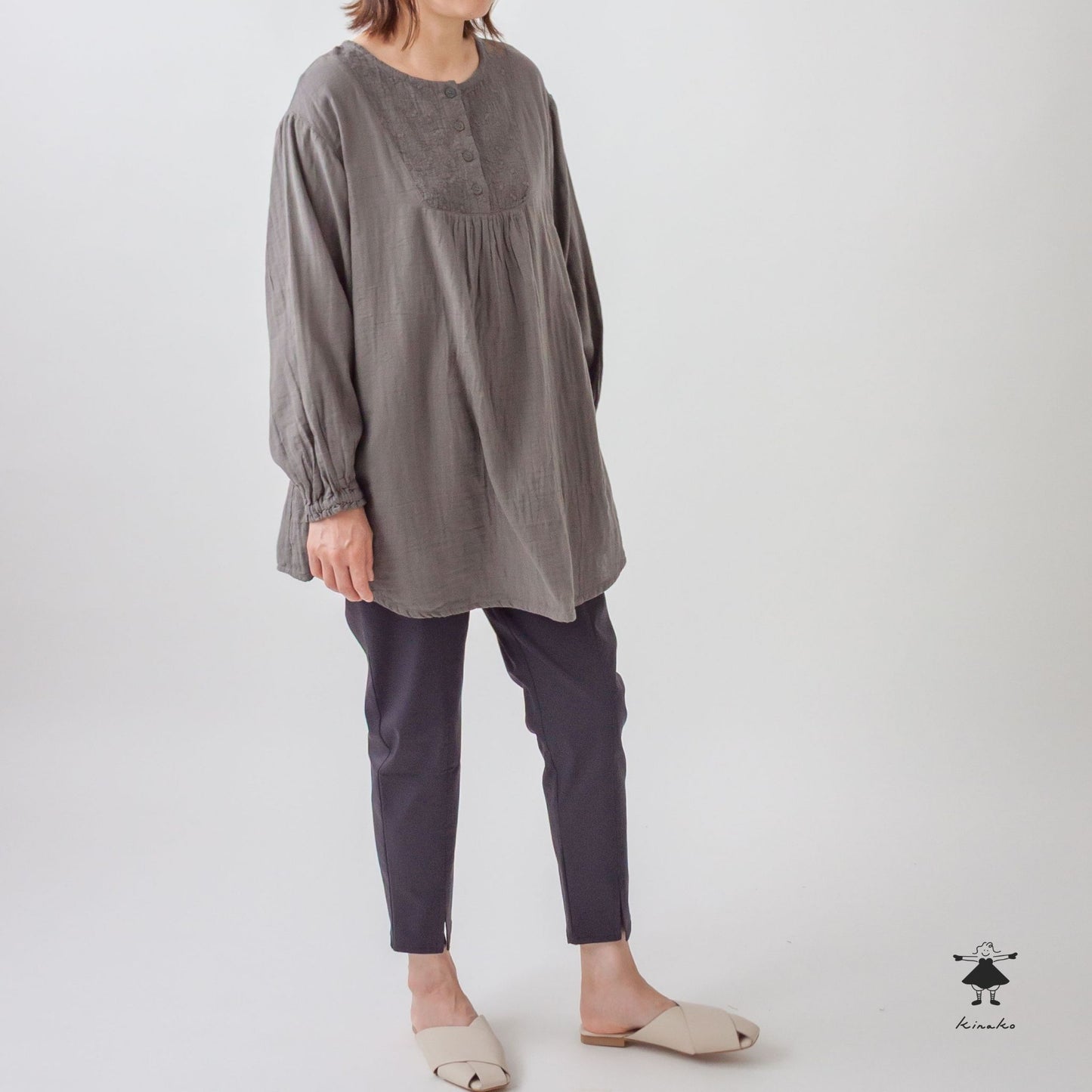 ダブルガーゼ胸切替チュニック