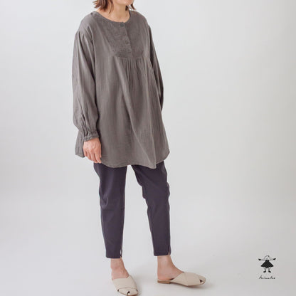 ダブルガーゼ胸切替チュニック