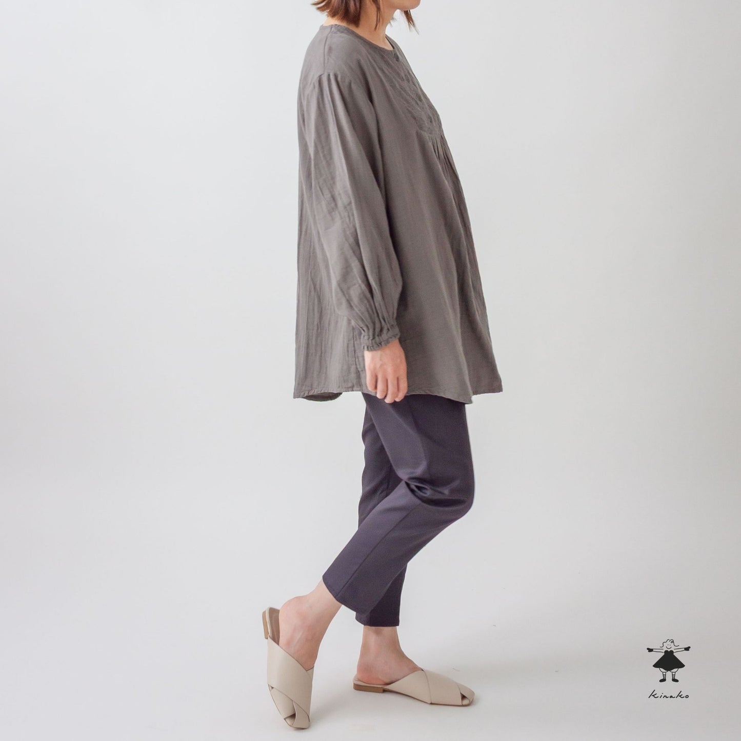 ダブルガーゼ胸切替チュニック