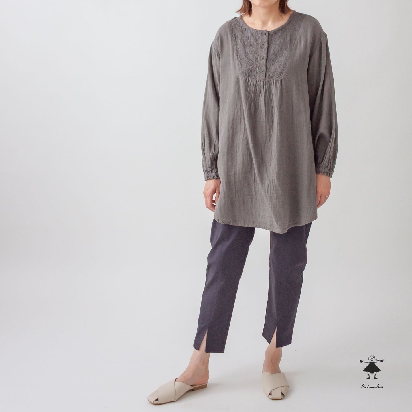 ダブルガーゼ胸切替チュニック