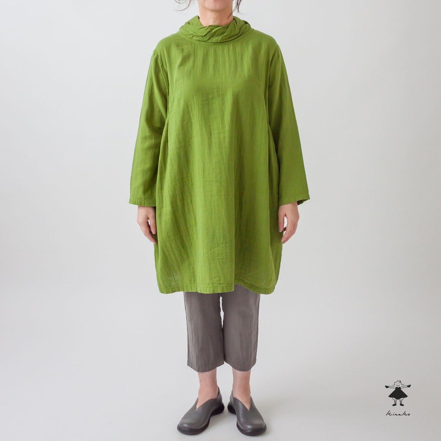 ダブルガーゼ胸ギャザーチュニック