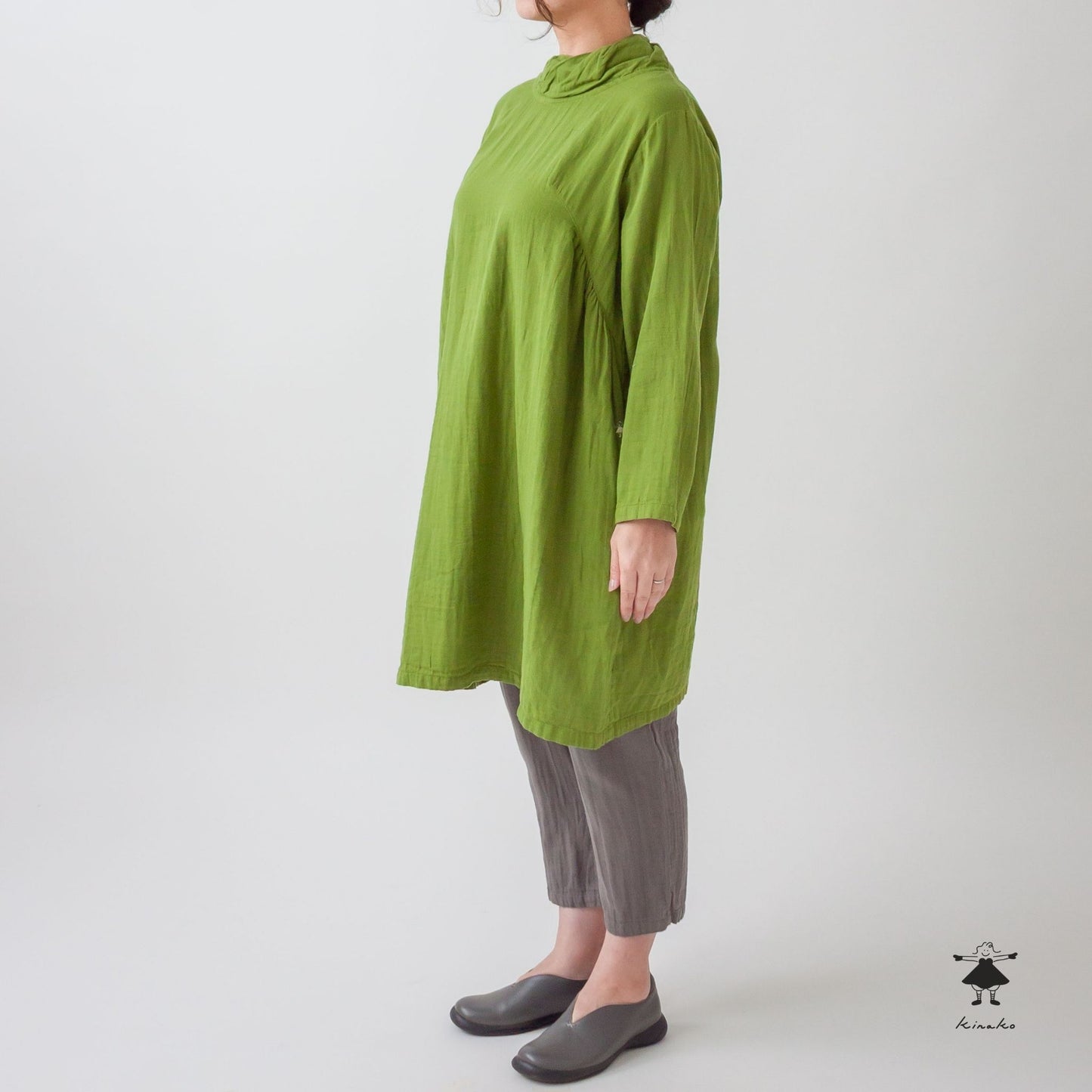 ダブルガーゼ胸ギャザーチュニック