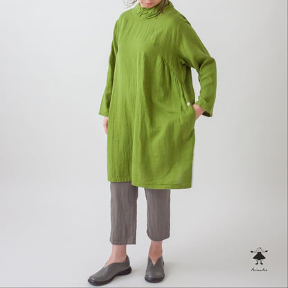 ダブルガーゼ胸ギャザーチュニック