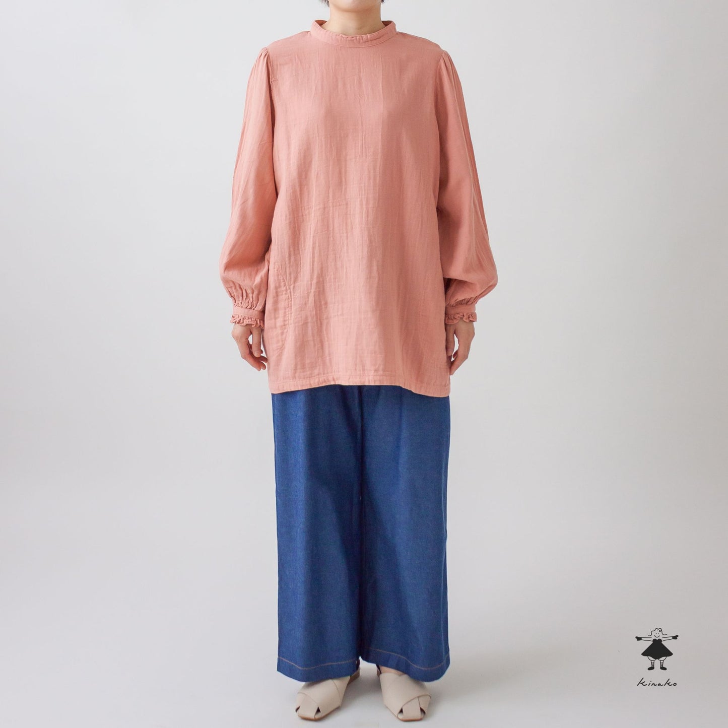 ダブルガーゼ袖ギャザーチュニック