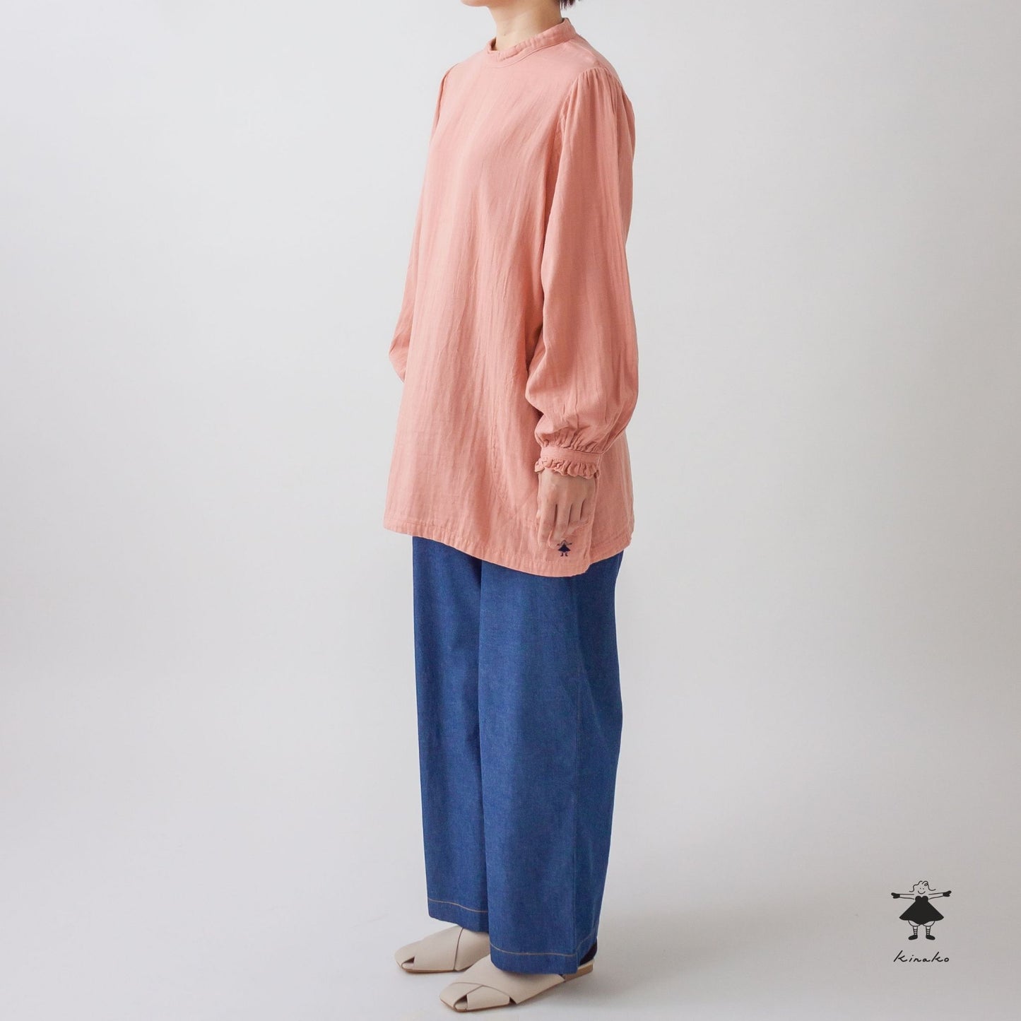 ダブルガーゼ袖ギャザーチュニック