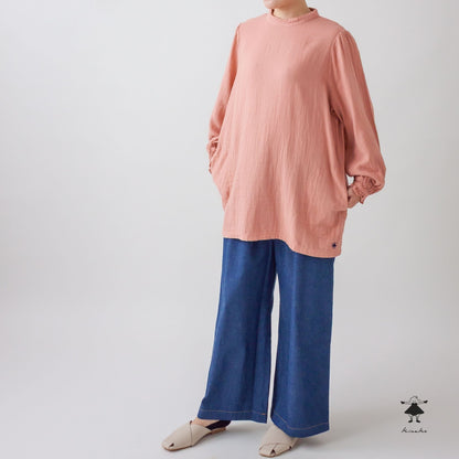 ダブルガーゼ袖ギャザーチュニック