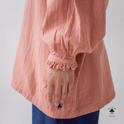 ダブルガーゼ袖ギャザーチュニック