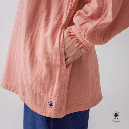 ダブルガーゼ袖ギャザーチュニック