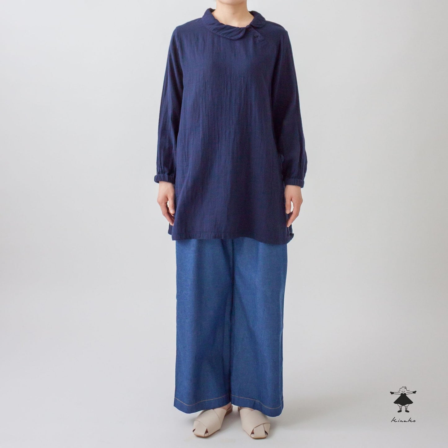 ダブルガーゼ丸衿チュニック