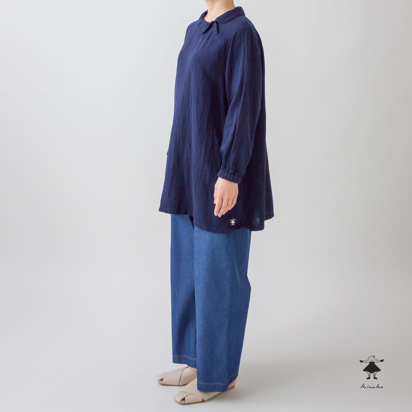 ダブルガーゼ丸衿チュニック