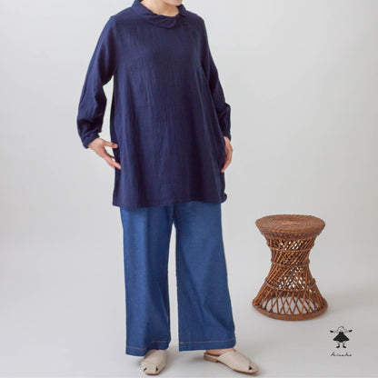 ダブルガーゼ丸衿チュニック