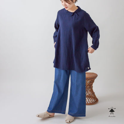 ダブルガーゼ丸衿チュニック