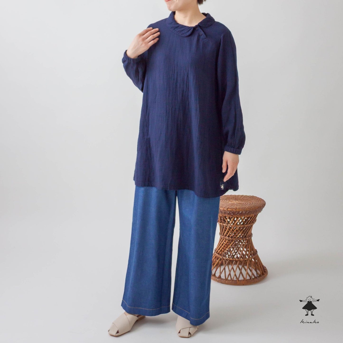 ダブルガーゼ丸衿チュニック