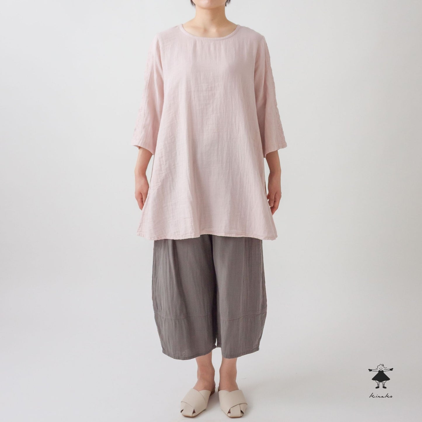 ダブルガーゼ袖切替チュニック