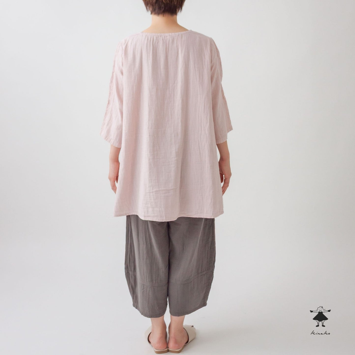 ダブルガーゼ袖切替チュニック