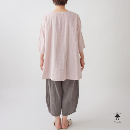 ダブルガーゼ袖切替チュニック