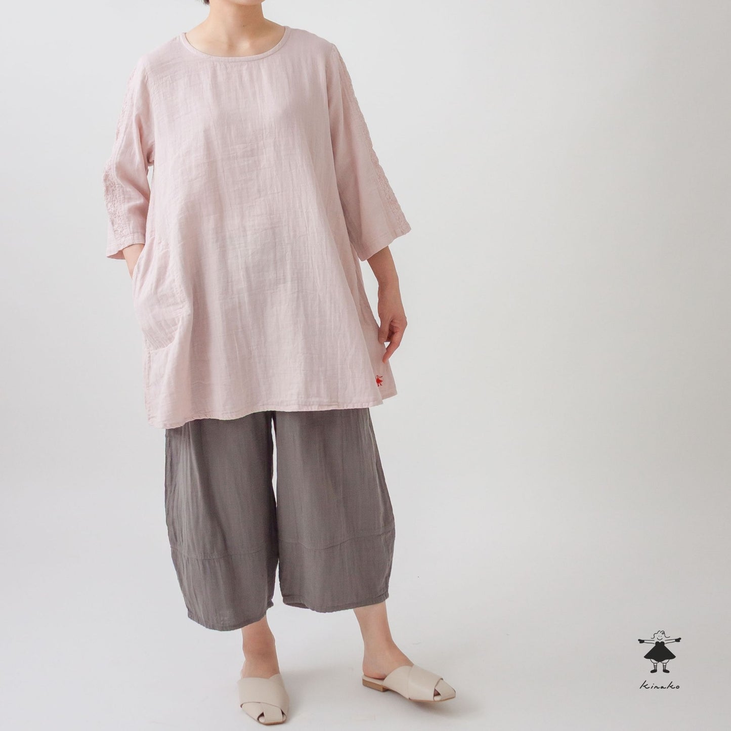 ダブルガーゼ袖切替チュニック