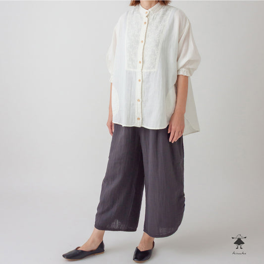 ダブルガーゼ ヨーク切替チュニック ブラウス