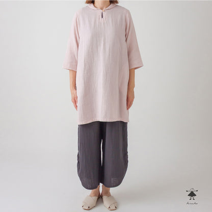ダブルガーゼ ミニショールカラー チュニック
