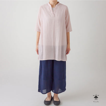 シングルガーゼ Ｖ衿チュニック