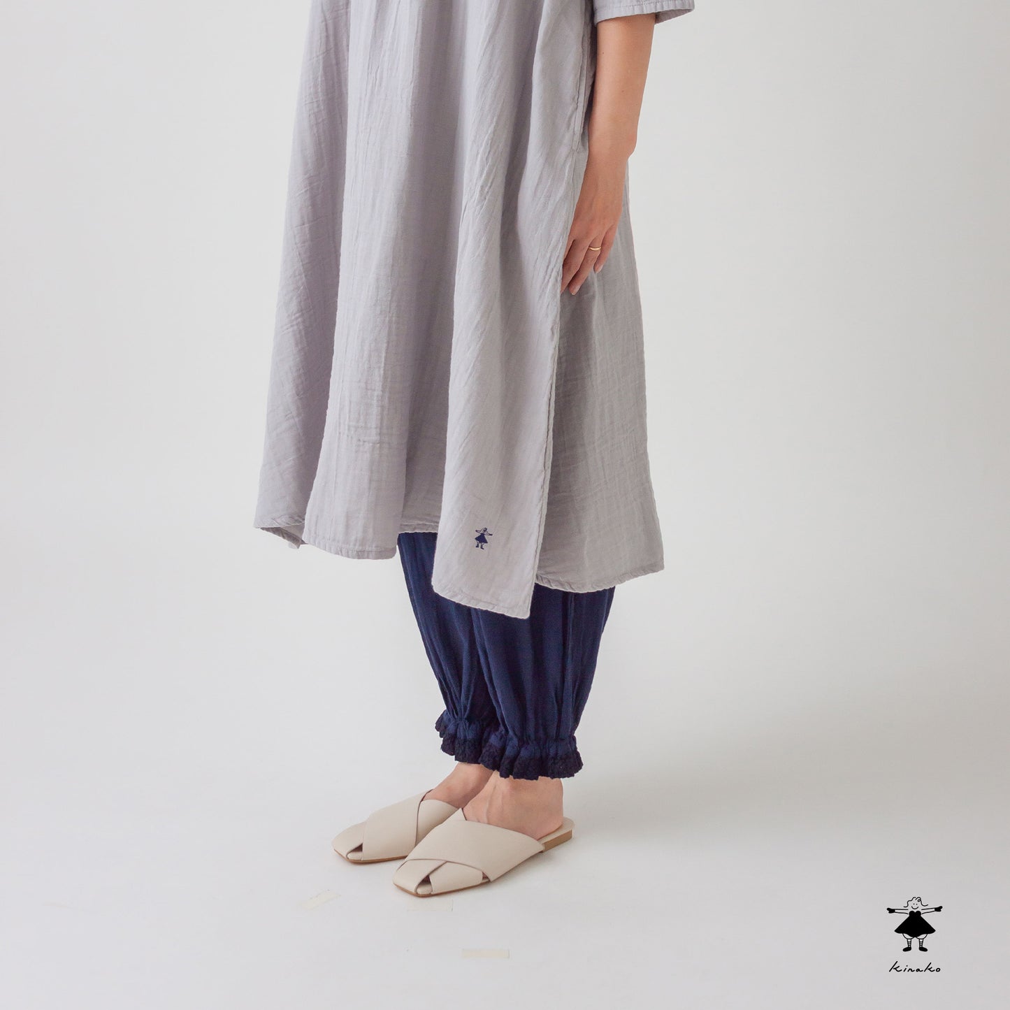 シングルガーゼ 裾レースペチパンツ