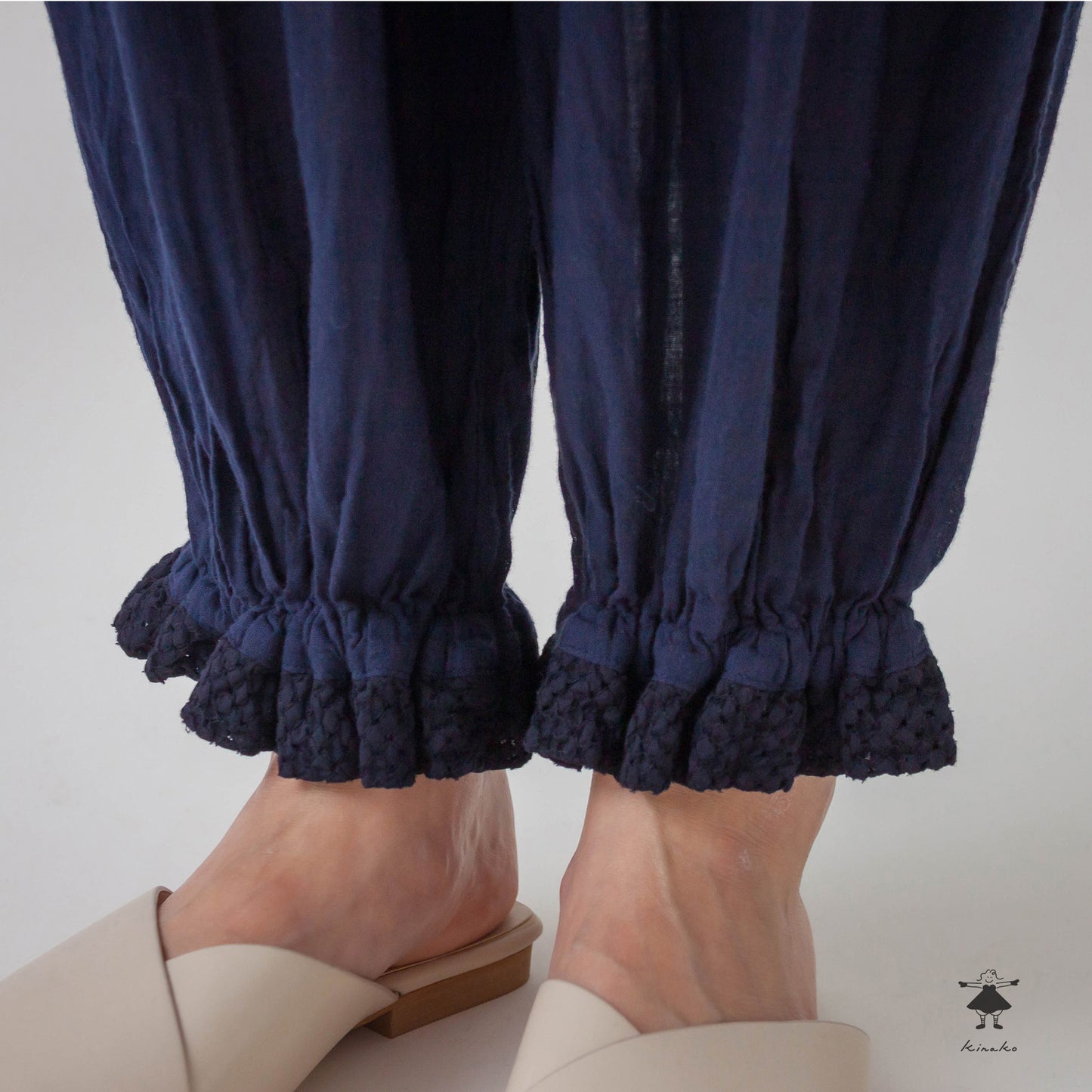 シングルガーゼ 裾レースペチパンツ