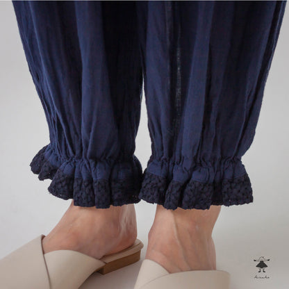 シングルガーゼ 裾レースペチパンツ