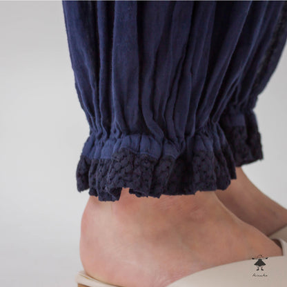 シングルガーゼ 裾レースペチパンツ