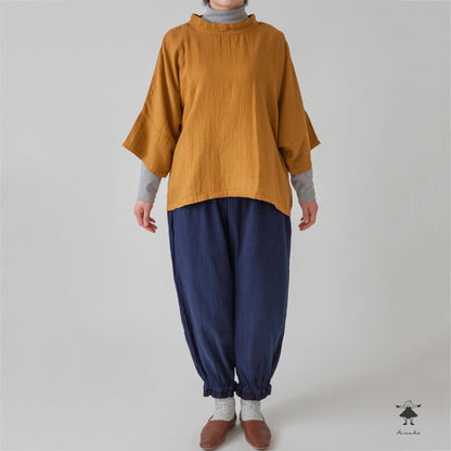 ダブルガーゼ 裾レースパンツ