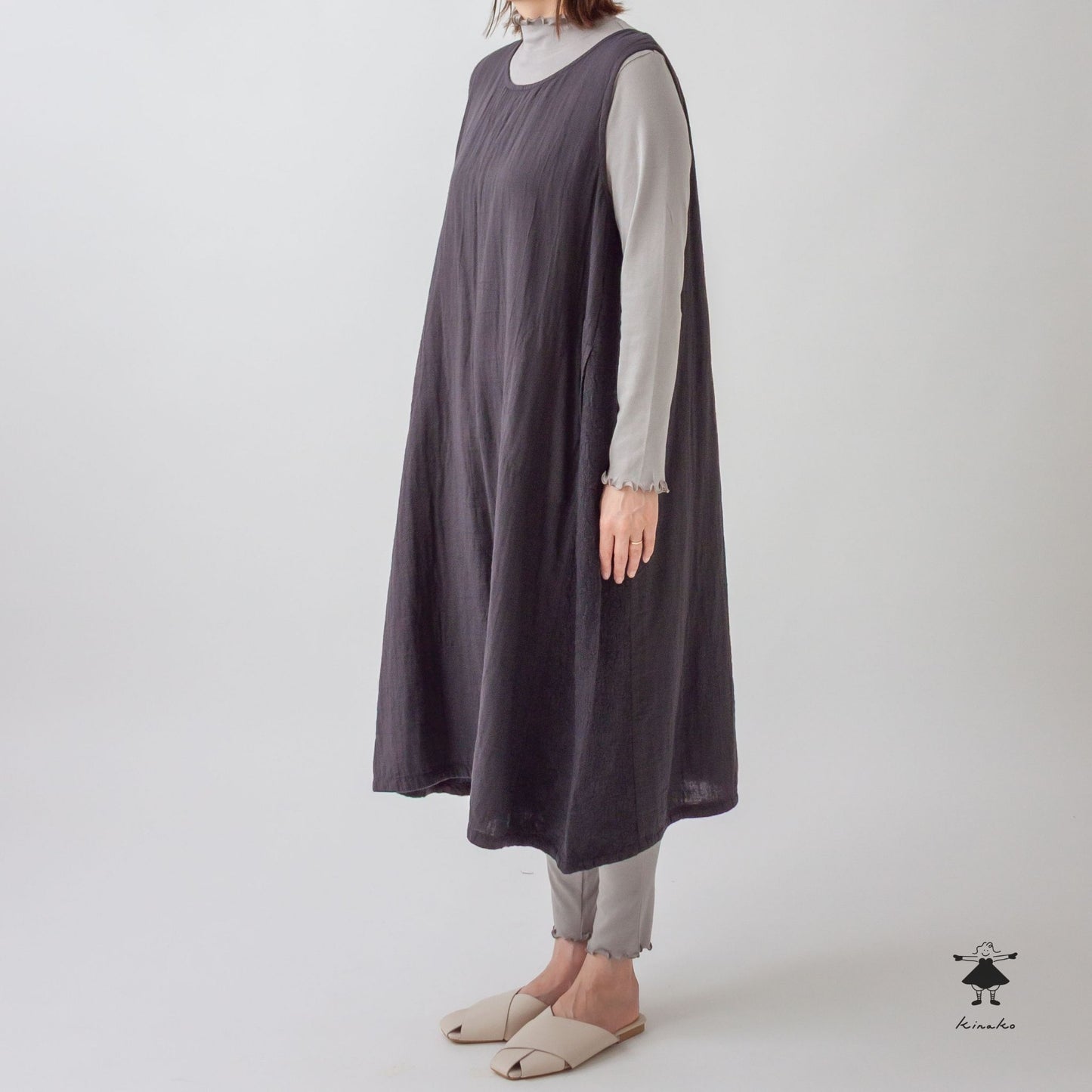 ダブルガーゼ脇切替ジャンパースカート