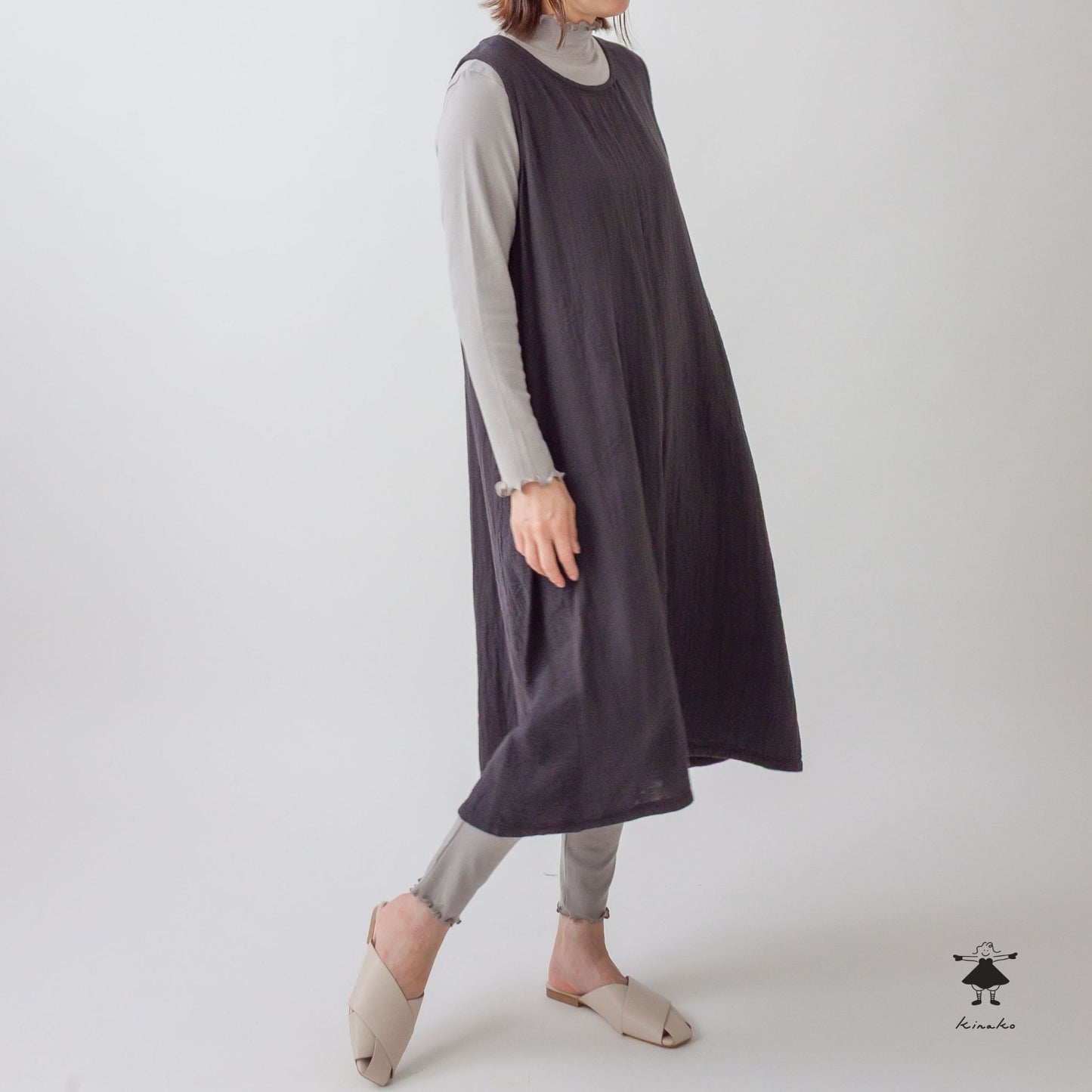 ダブルガーゼ脇切替ジャンパースカート