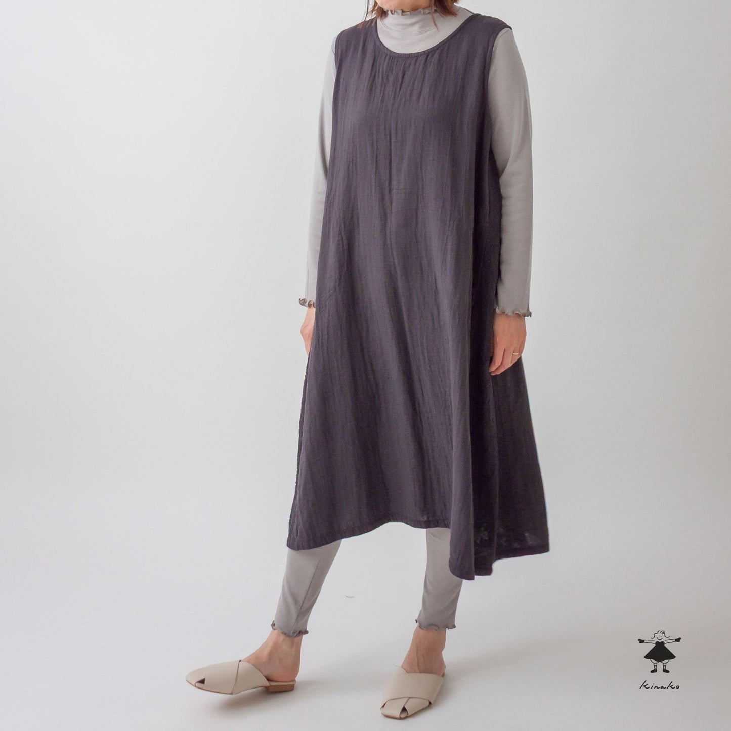 ダブルガーゼ脇切替ジャンパースカート