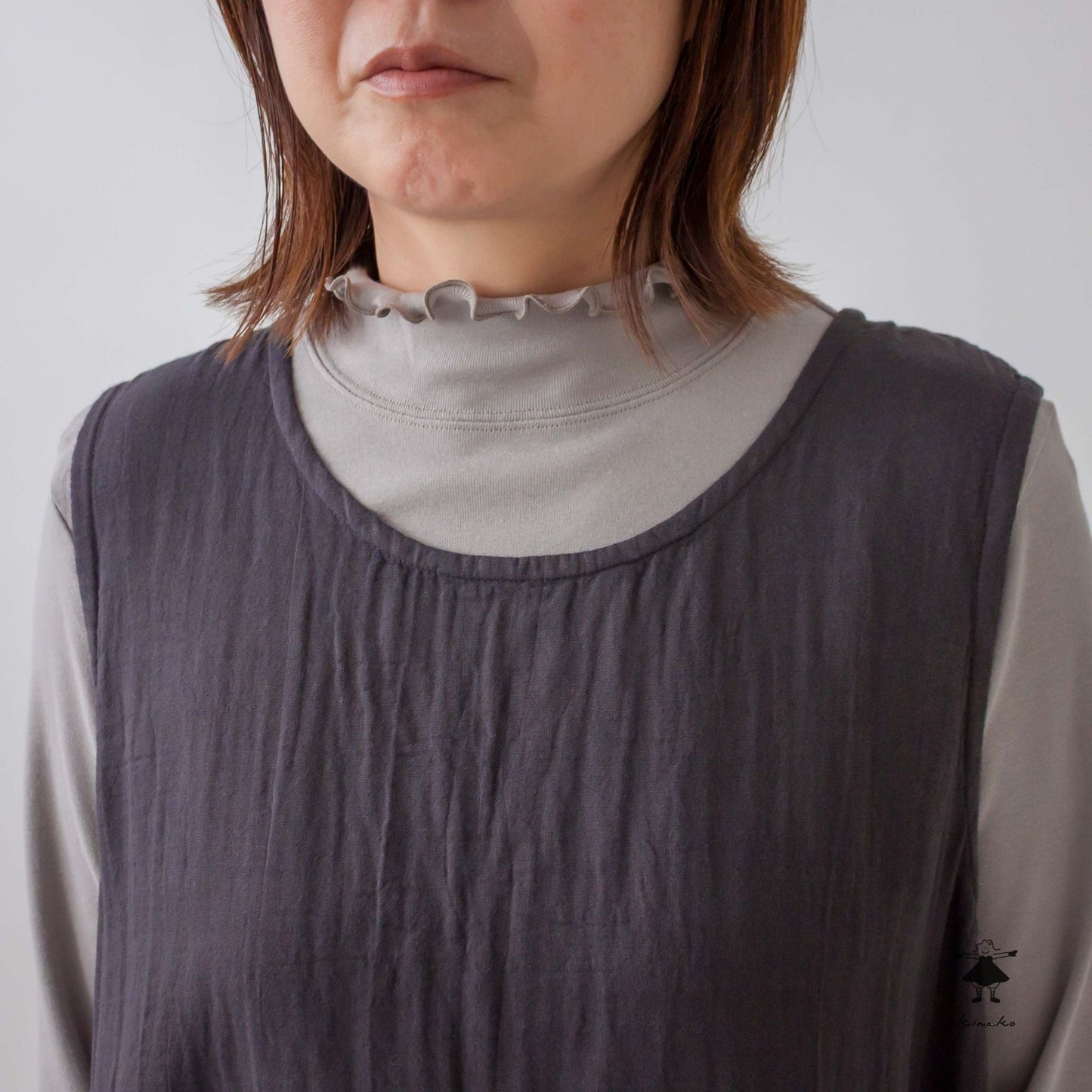 ダブルガーゼ脇切替ジャンパースカート