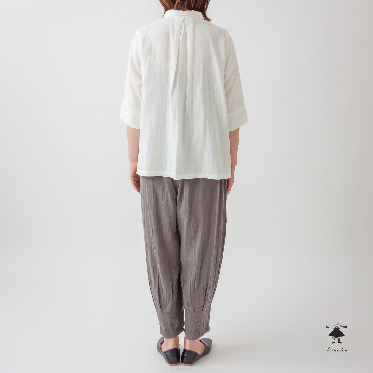 ダブルガーゼ裾タックパンツ