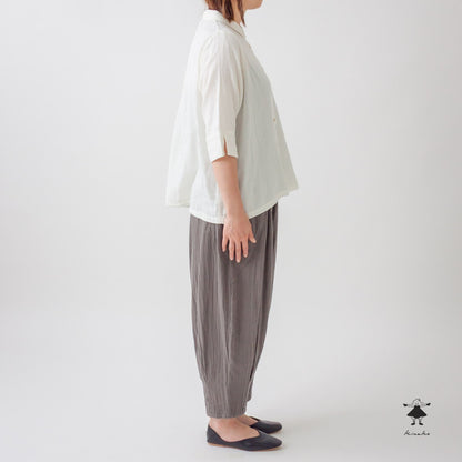 ダブルガーゼ裾タックパンツ