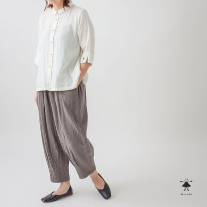 ダブルガーゼ裾タックパンツ