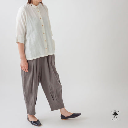 ダブルガーゼ裾タックパンツ