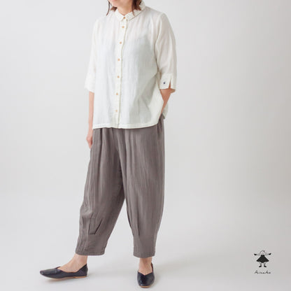 ダブルガーゼ裾タックパンツ