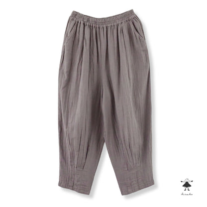 ダブルガーゼ裾タックパンツ