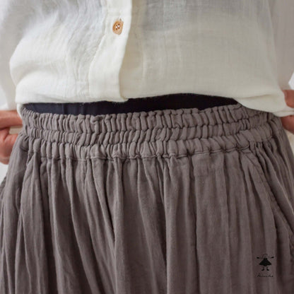 ダブルガーゼ裾タックパンツ