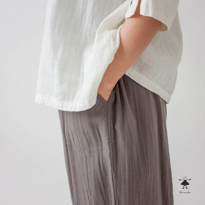 ダブルガーゼ裾タックパンツ