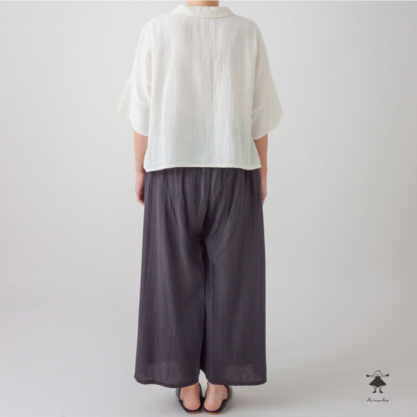 ダブルガーゼ エンボスワイドパンツ
