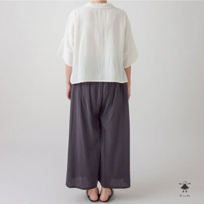 ダブルガーゼ エンボスワイドパンツ