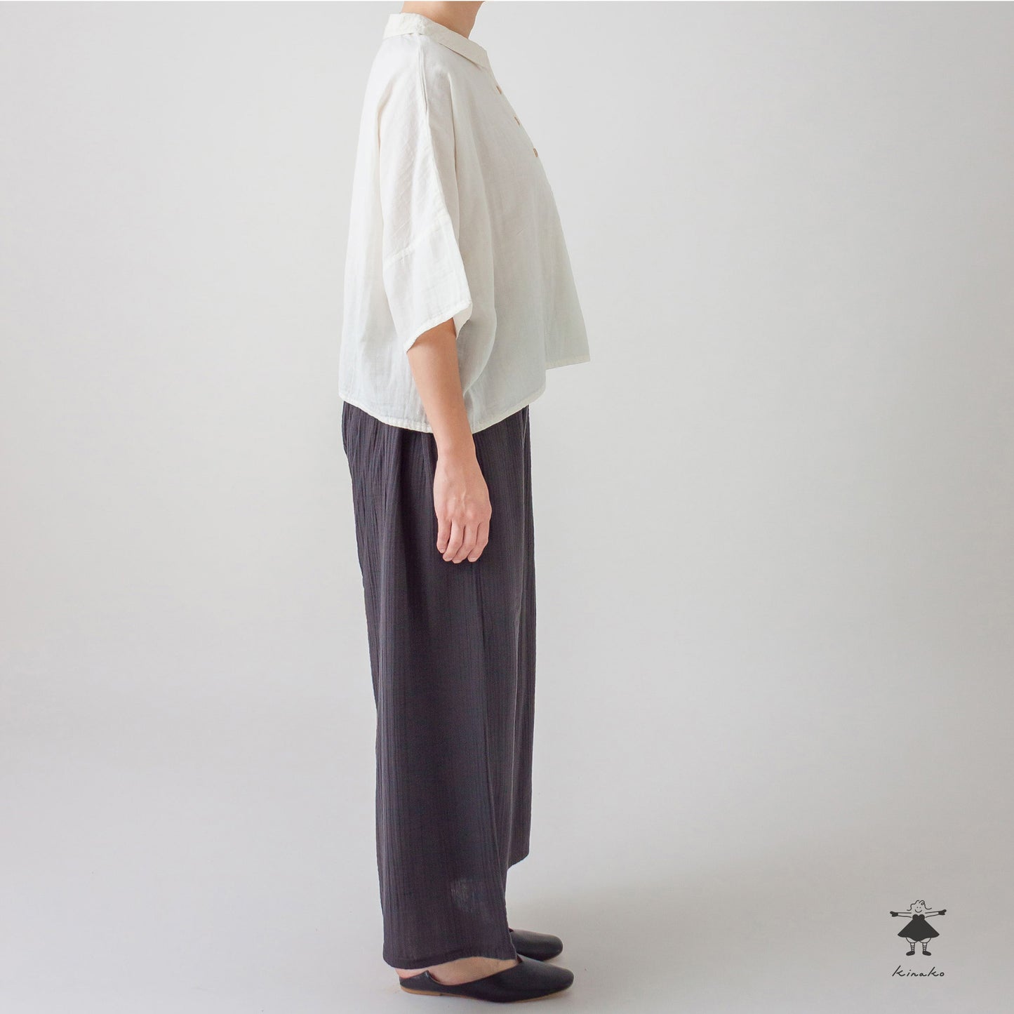 ダブルガーゼ エンボスワイドパンツ